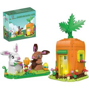 Easter Bunny’s Carrot House and Easter Rabbits Building sets for Kids Ages 6+